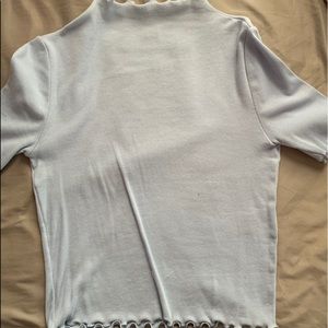 Blue lettuce edge mock neck